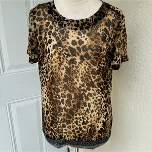 KUT FROM THE KLOTH. Animal Print, Sheer top. Embellishing on front hem. …